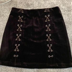 dark brown fuzzy velvet skirt